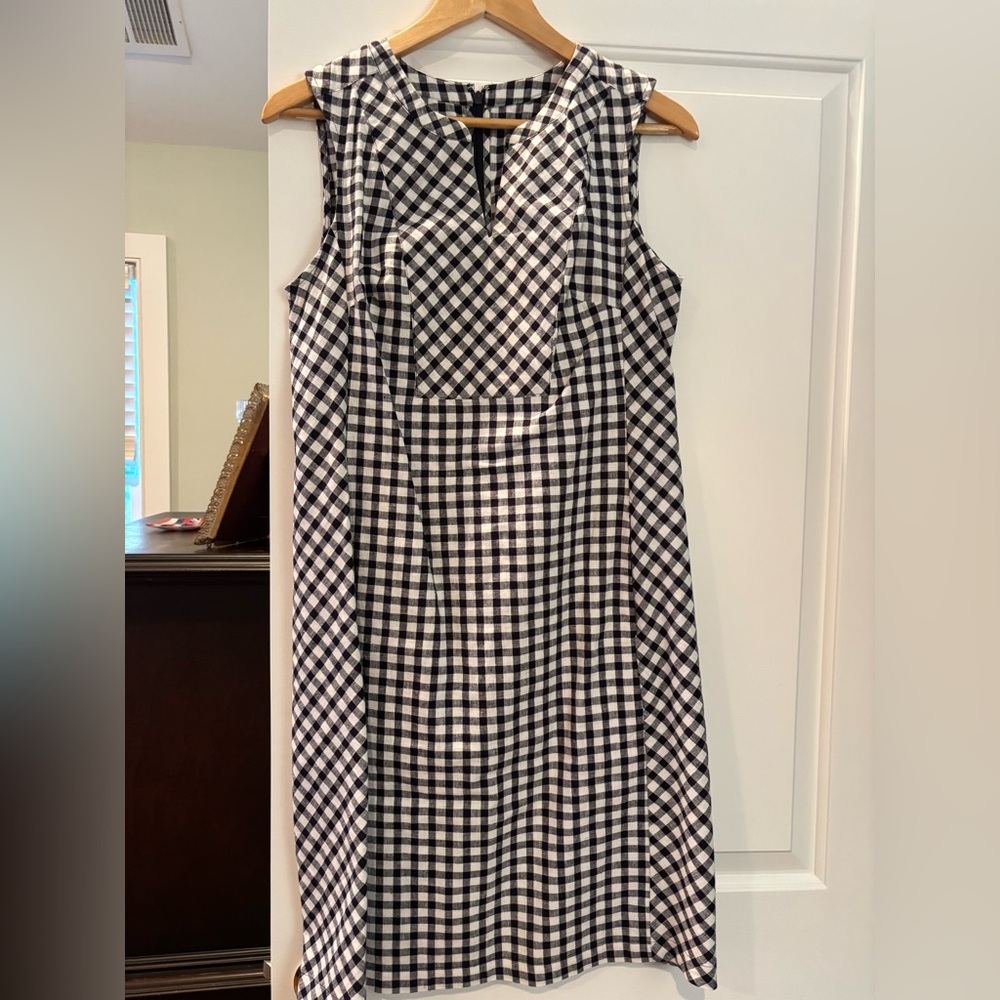 Charter Club Navy and White Gingham Sleeveless Dress